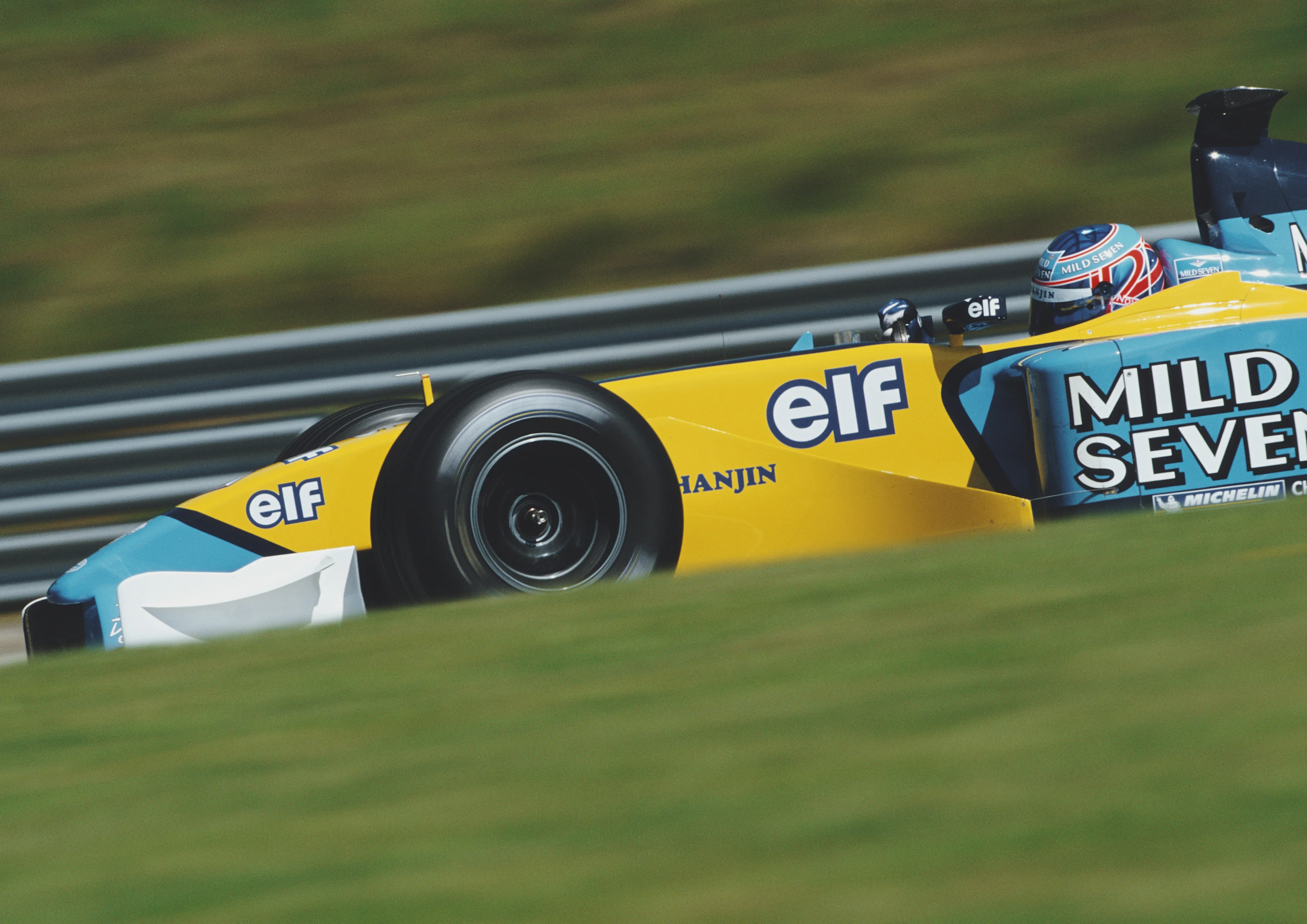 Jenson Button of Great Britain drives the #15 Mild Seven Renault F1 Team Renault R202 Renault RS22